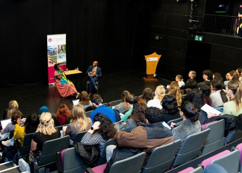 Ineza Umuhoza Grace speaks to University of Galway students. Photo: Thierry Ahimana/Small Steps Everyday